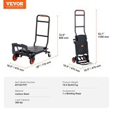 VEVOR 2-in-1 opvouwbare zakkenvrachtwagen 136kg laadvermogen transportvrachtwagen aluminiumlegering & koolstofstaal zakkenvrachtwagen platformvrachtwagen voor binnen buitenlaad transporttaken