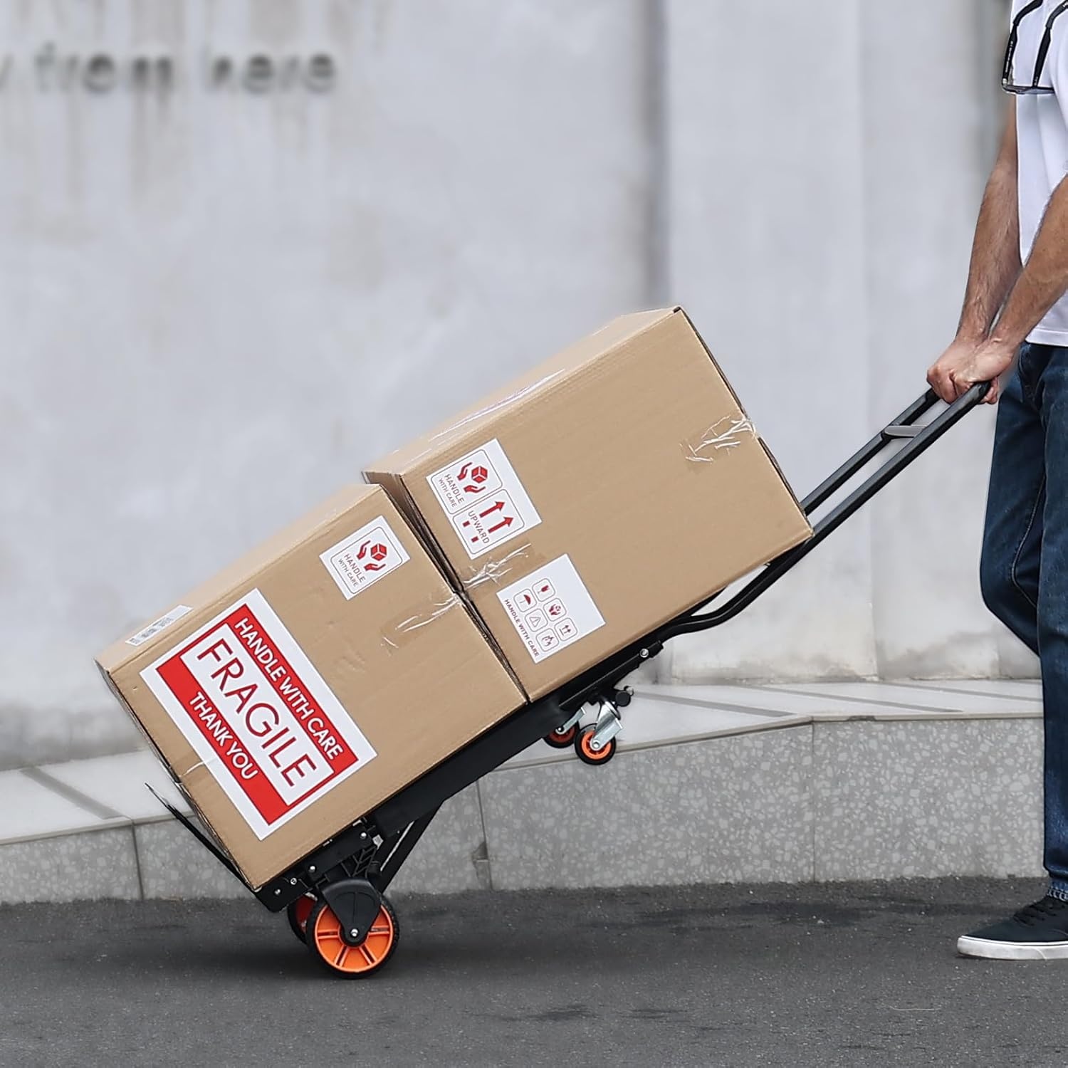 VEVOR 2-in-1 opvouwbare zakkenvrachtwagen 136kg laadvermogen transportvrachtwagen aluminiumlegering & koolstofstaal zakkenvrachtwagen platformvrachtwagen voor binnen buitenlaad transporttaken