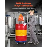 VEVOR Steekwagen voor vaten 250,03 l draagvermogen 907 kg Steekwagen voor zware toepassingen met dwarsbalken en 4 draaibare wielen, voor het vervoer van vaten in het magazijn, blauw