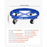 VEVOR Steekwagen voor vaten 250,03 l draagvermogen 907 kg Steekwagen voor zware toepassingen met dwarsbalken en 4 draaibare wielen, voor het vervoer van vaten in het magazijn, blauw