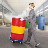 VEVOR Steekwagen voor vaten 250,03 l draagvermogen 907 kg Steekwagen voor zware toepassingen met dwarsbalken en 4 draaibare wielen, voor het vervoer van vaten in het magazijn, blauw