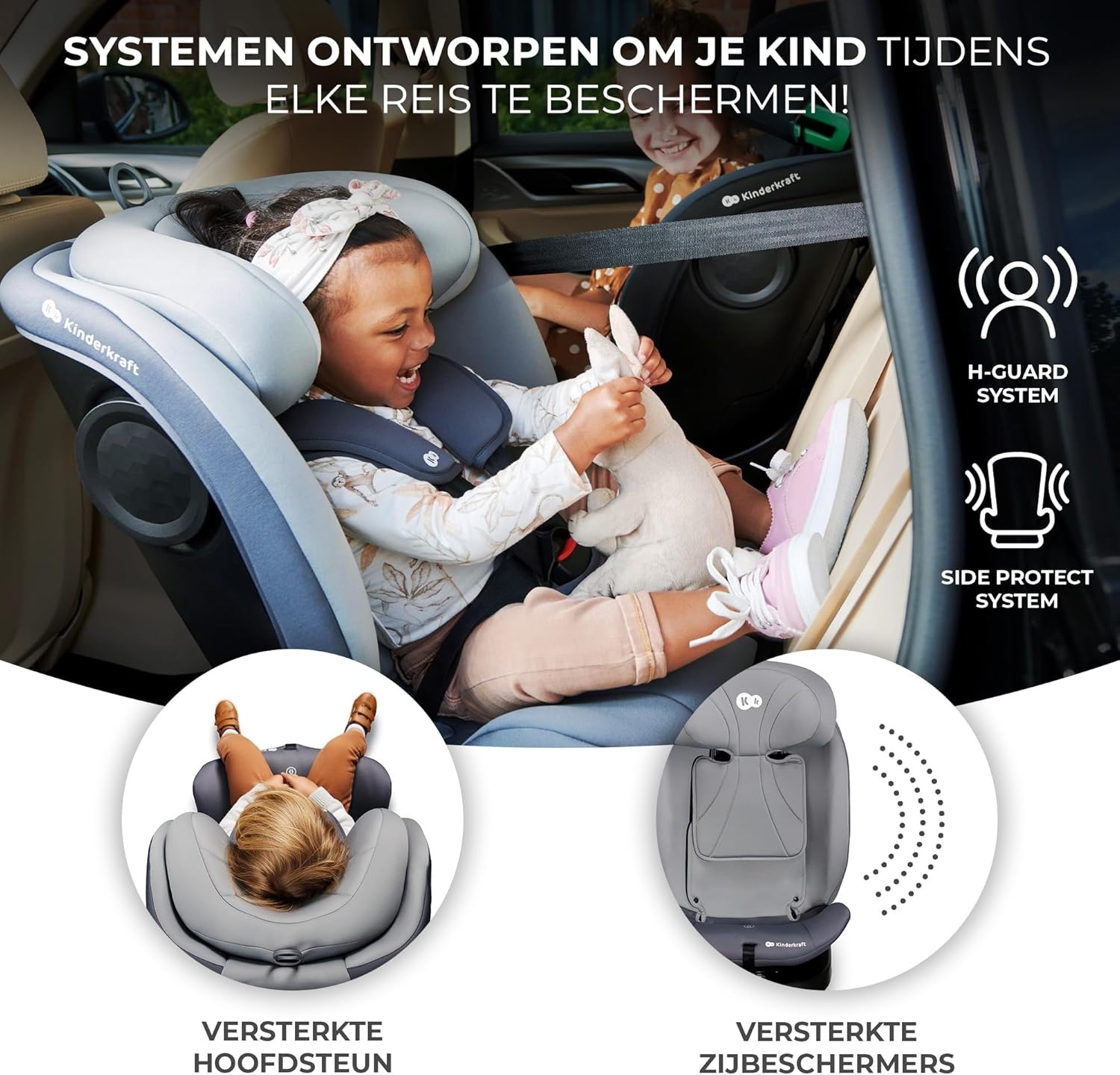 Kinderkraft I-GROW I-SIZE 40-150 cm Autostoeltje 0-36 kg, 360 draaien, met Isofix, afstelbare hoofdsteun 12 verstelniveaus, Extra veiligheidsvoorzieningen, Groep 0/1/2/3, tot 12 jaar, Grijs
