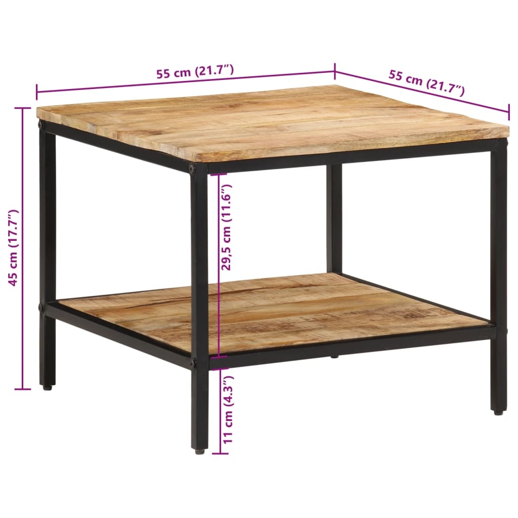 vidaXL Salontafel 55x55x45 cm massief ruw mangohout