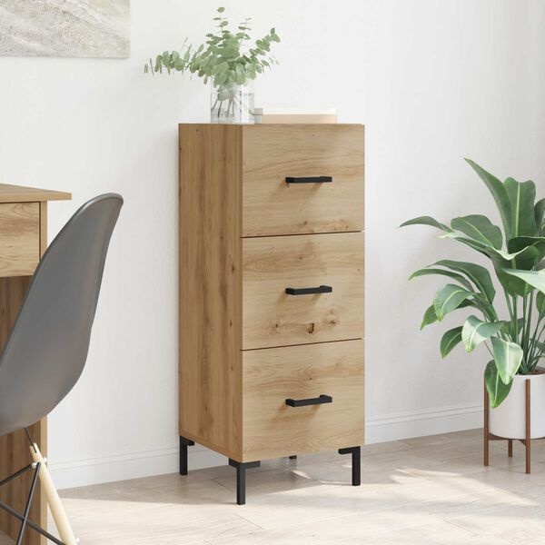 vidaXL Dressoir met lade Artisan Eiken 34,5 x 34 x 90 cm Bewerkt hout