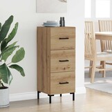 vidaXL Dressoir met lade Artisan Eiken 34,5 x 34 x 90 cm Bewerkt hout