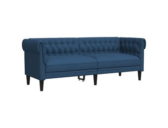 vidaXL Driezitsbank Chesterfield-stijl stof blauw