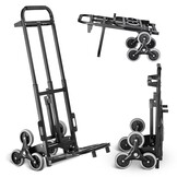 VEVOR Trappenwagen, 208 kg, inklapbaar, met dubbele handgreep, 6 wielen, 2 elastische touwen, voor transport, magazijn, luchthaven, winkelcentrum, verhuizing, kantoor, Zwart, Inklapbare handwagen voor