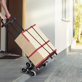 VEVOR Trappenwagen, 208 kg, inklapbaar, met dubbele handgreep, 6 wielen, 2 elastische touwen, voor transport, magazijn, luchthaven, winkelcentrum, verhuizing, kantoor, Zwart, Inklapbare handwagen voor