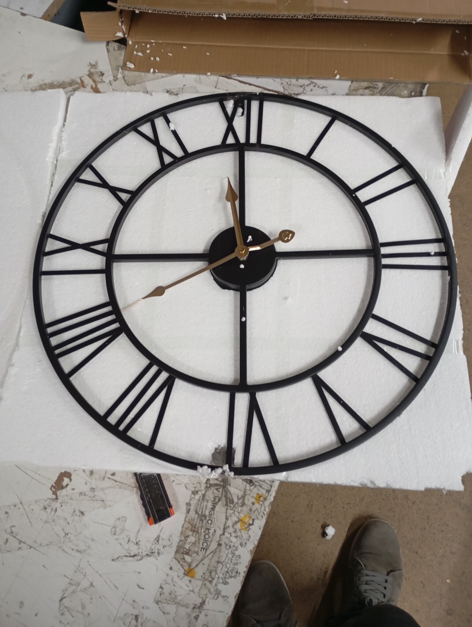 vidaXL Wandklok Ø50 cm ijzer zwart