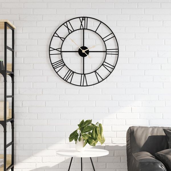 vidaXL Wandklok IJzer Zwart Ø50 cm - 71% Korting