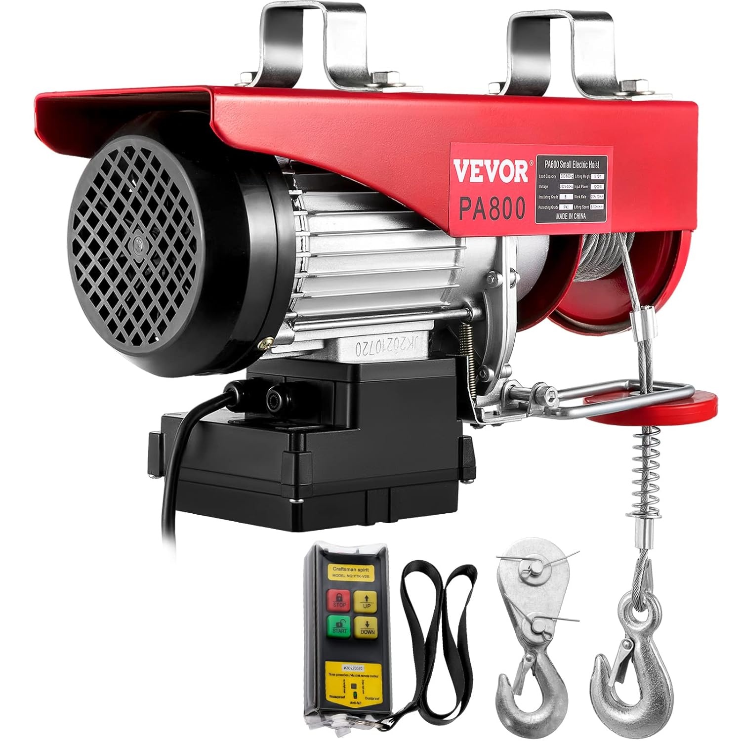 VEVOR Elektrische Kabeltakel Capaciteit 400kg/800kg 1450 W Elektrische Lier met Draadloze Afstandsbediening, Elektrische Hoist Winch Gelegeerd Staal en Aluminiumlegering voor Laden van Zwaar Materieel