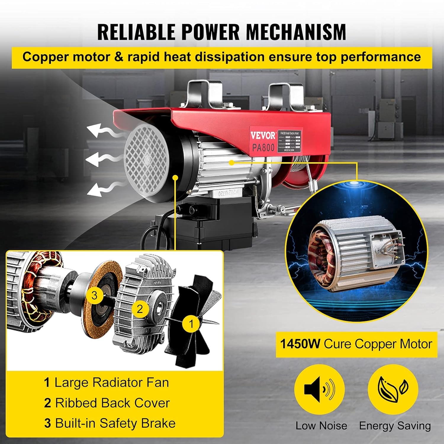 VEVOR Elektrische Kabeltakel Capaciteit 400kg/800kg 1450 W Elektrische Lier met Draadloze Afstandsbediening, Elektrische Hoist Winch Gelegeerd Staal en Aluminiumlegering voor Laden van Zwaar Materieel