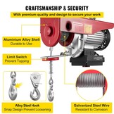 VEVOR Elektrische Kabeltakel Capaciteit 400kg/800kg 1450 W Elektrische Lier met Draadloze Afstandsbediening, Elektrische Hoist Winch Gelegeerd Staal en Aluminiumlegering voor Laden van Zwaar Materieel