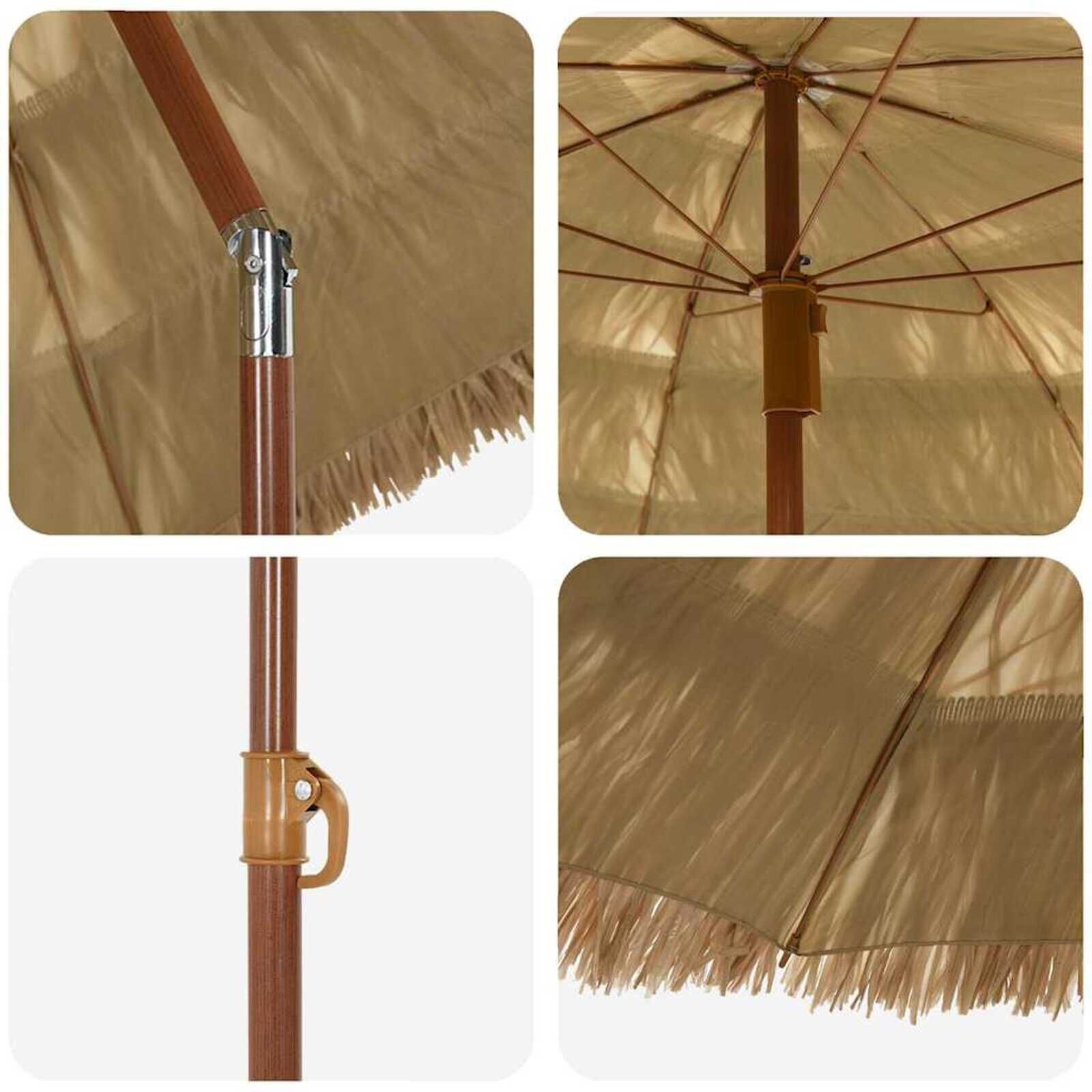 vidaXL Strandparasol Bruin Ø 160 x 196 cm Staal