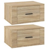 vidaXL Nachtkastjes 2 st wandgemonteerd 50x36x25 cm sonoma eikenkleur