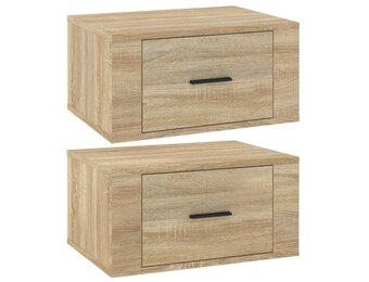 vidaXL Nachtkastjes 2 st wandgemonteerd 50x36x25 cm sonoma eikenkleur