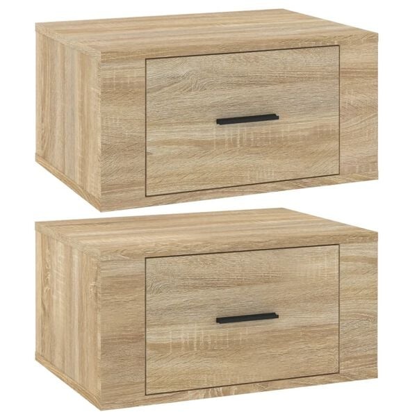 vidaXL Nachtkastjes 2 st wandgemonteerd 50x36x25 cm sonoma eikenkleur