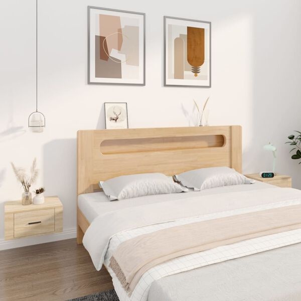 vidaXL Nachtkastjes 2 st wandgemonteerd 50x36x25 cm sonoma eikenkleur