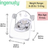 Ingenuity Comfort 2 Go Compacte Baby Schommelstoel - Cuddle Lamb (0-9 Maanden)