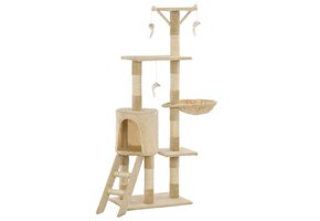 Kattenkrabpaal Beige 138cm met Speeltjes | 34% Korting