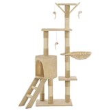 vidaXL Kattenkrabpaal met sisal krabpalen 138 cm beige