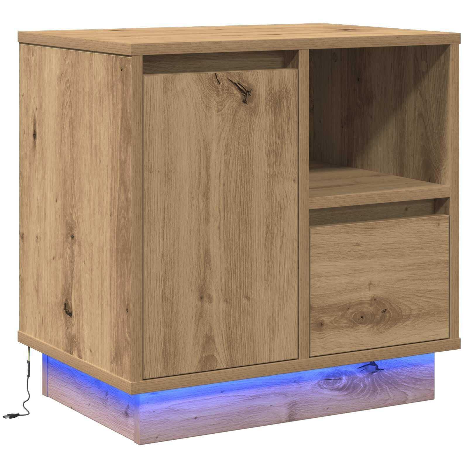 vidaXL Nachtkastje met lade artisanaal eikenkleurig 50 x 34.5 x 50 cm.