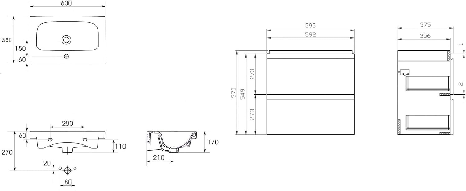 Badkamermeubel 60cm Wit Moduo Slim - 63% Korting!