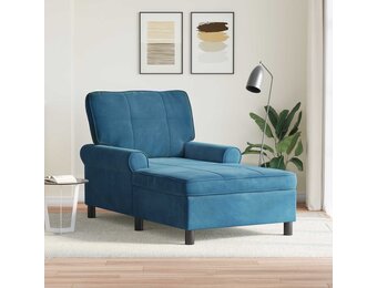 vidaXL Chaise Lounge met kussen Blauw 91 x 157 x 91 cm Fluweel