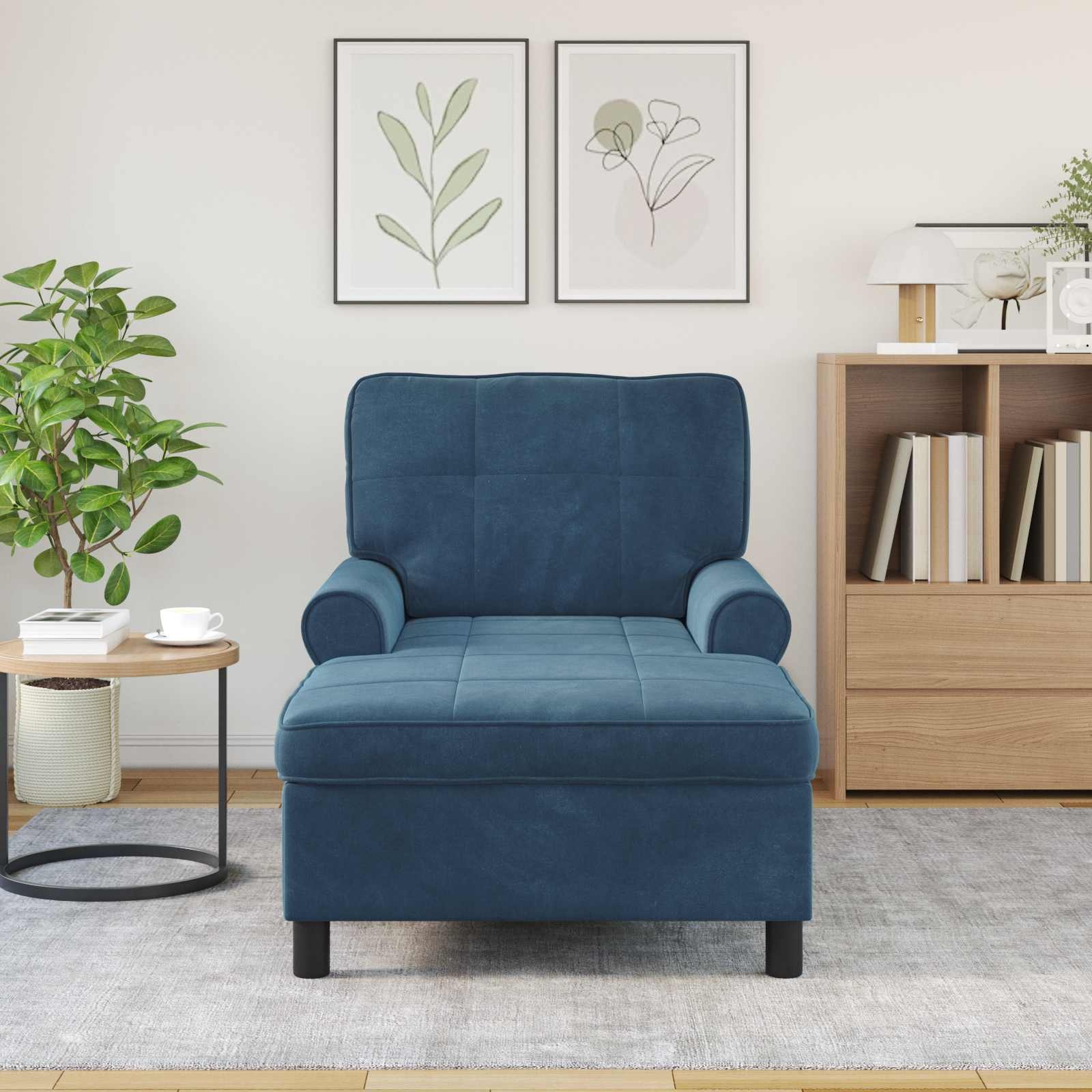 vidaXL Chaise Lounge met kussen Blauw 91 x 157 x 91 cm Fluweel