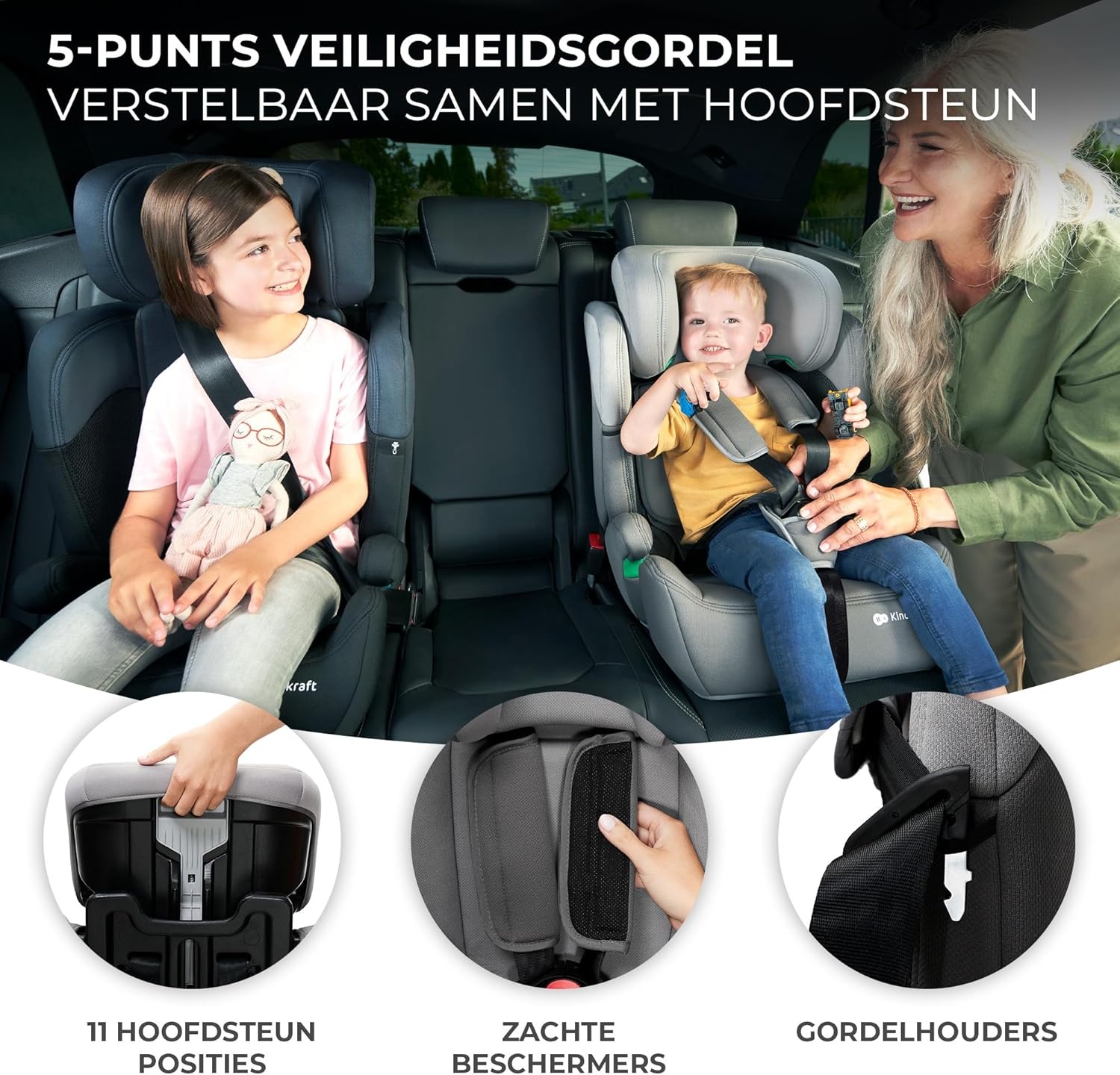Kinderkraft COMFORT UP I-SIZE 76-150 cm Autostoeltje 9-36 kg, afstelbare hoofdsteun, veiligheidssystemen, Diepe zitting, Eenvoudig te reinigen, Groep 1/2/3, tot 12 jaar, zwart