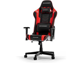DXRacer Prince P132 Gaming Stoel Faux Leer Zwart-Rood tot 185 cm