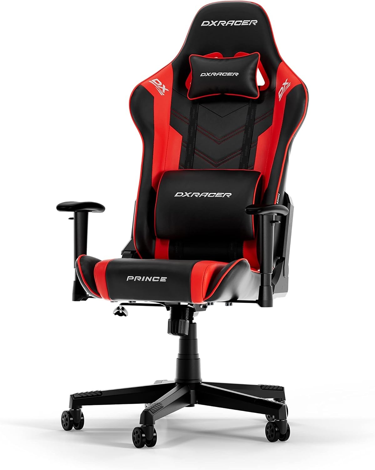 DXRacer Prince P132 Gaming Stoel Faux Leer Zwart-Rood tot 185 cm