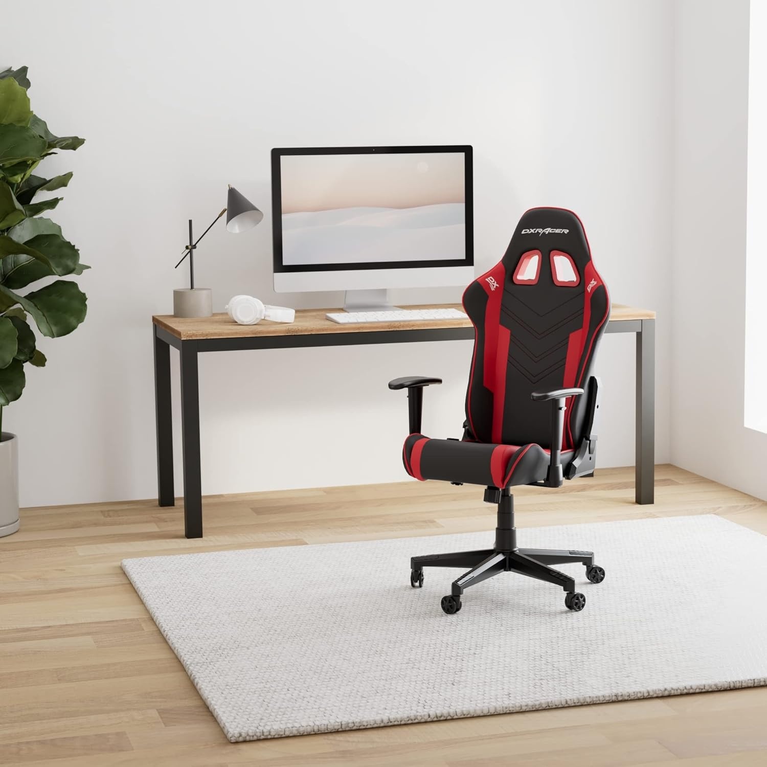 DXRacer Prince P132 Gaming Stoel Faux Leer Zwart-Rood tot 185 cm