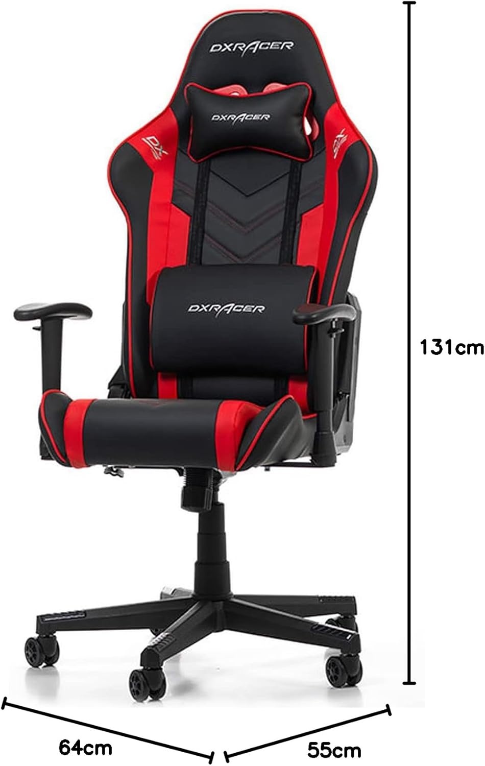 DXRacer Prince P132 Gaming Stoel Faux Leer Zwart-Rood tot 185 cm