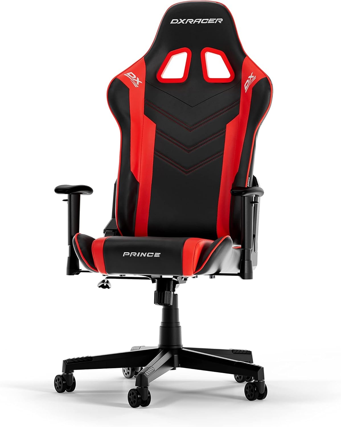 DXRacer Prince P132 Gaming Stoel Faux Leer Zwart-Rood tot 185 cm