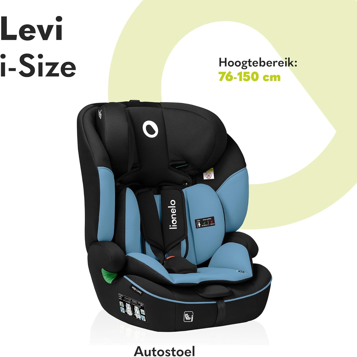 Lionelo Levi i-Size autostoel 76-150 cm Blauw