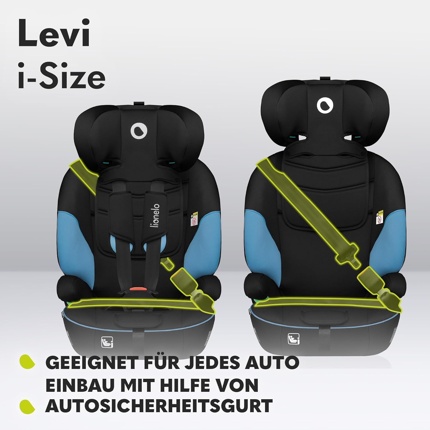 Lionelo Levi i-Size autostoel 76-150 cm Blauw