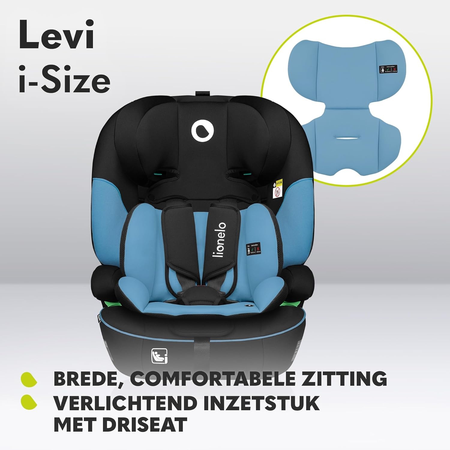 Lionelo Levi i-Size autostoel 76-150 cm Blauw
