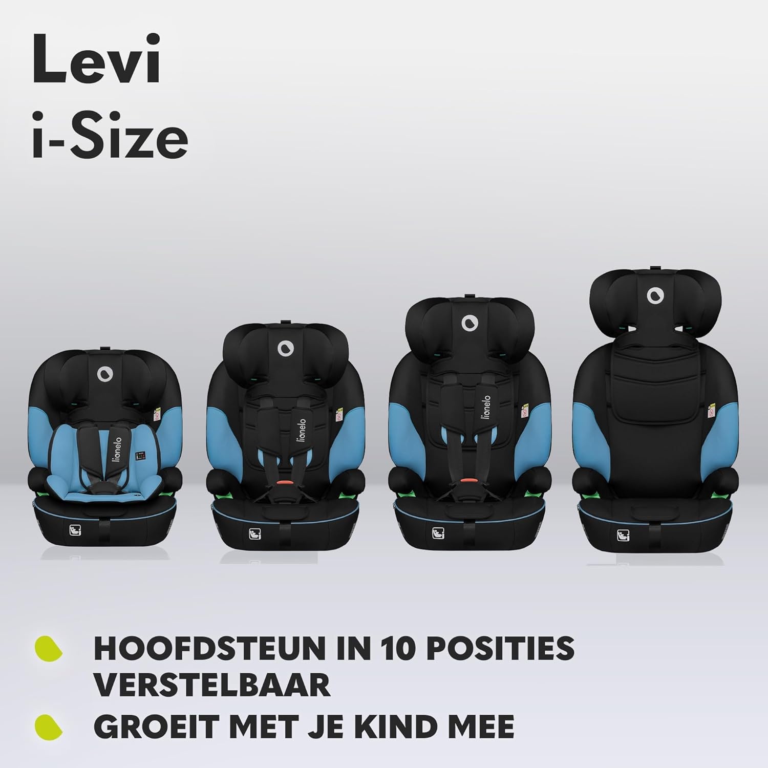 Lionelo Levi i-Size autostoel 76-150 cm Blauw