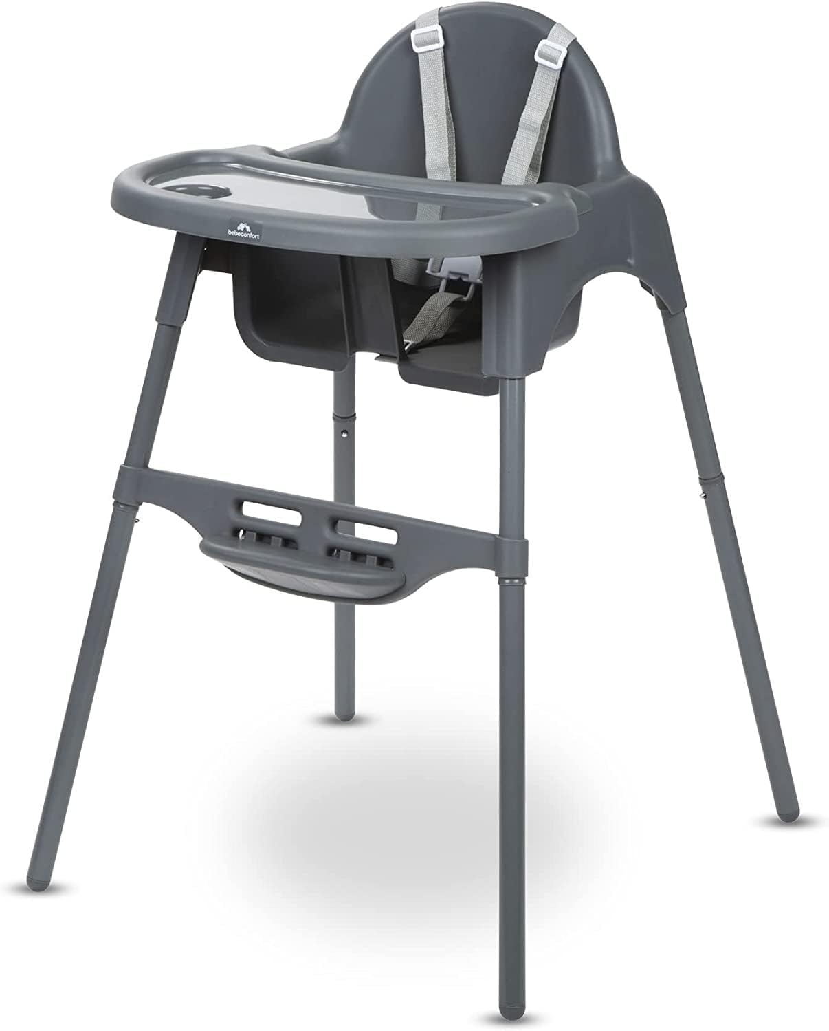 Bebeconfort Meely, 2-in-1 Verstelbare Kinderstoel en Babystoeltje, 6 Maanden - 3 Jaar (max. 15 kg), Lichtgewicht (3,3kg), Draagbaar Peuter Stoeltje, Makkelijk Schoonmaken, 5-Puntsgordel, Dark Grey