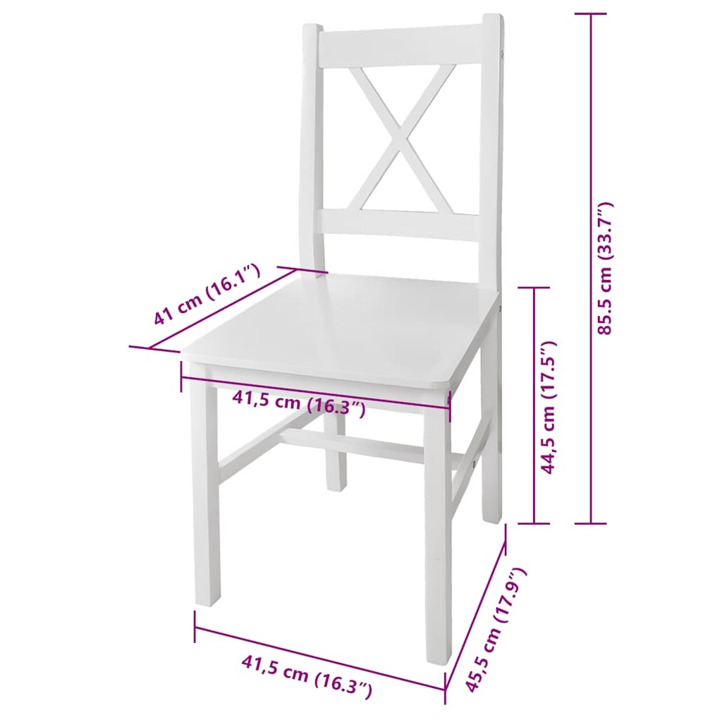 vidaXL Eetkamerstoelen 4 st grenenhout wit
