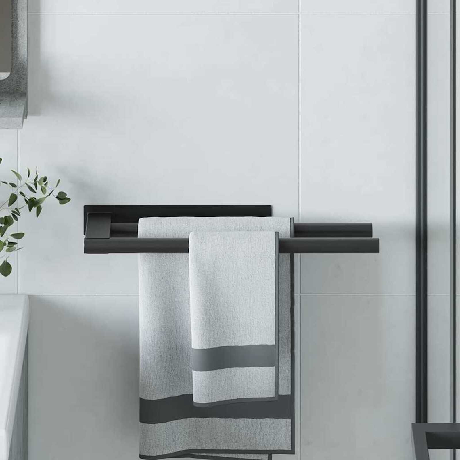 vidaXL Handdoekrek Zwart 40 x 9 x 4 cm Roestvrij staal