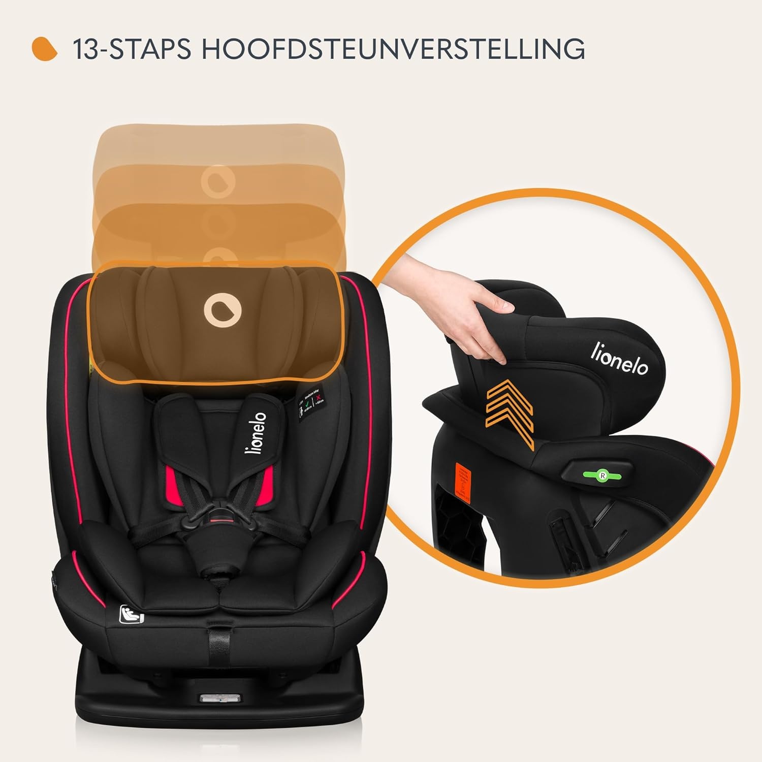 LIONELO Aart i-Size Autostoel 0-36 kg (40-150 cm), Groep 0/1/2/3 Kinderzitje 0-12 Jaar, RWF tot 105 cm & Voorwaarts, 13x Verstelbare Hoofdsteun, 5-Puntsgordel, Zijbescherming, Ademend Stoffen, Zwart