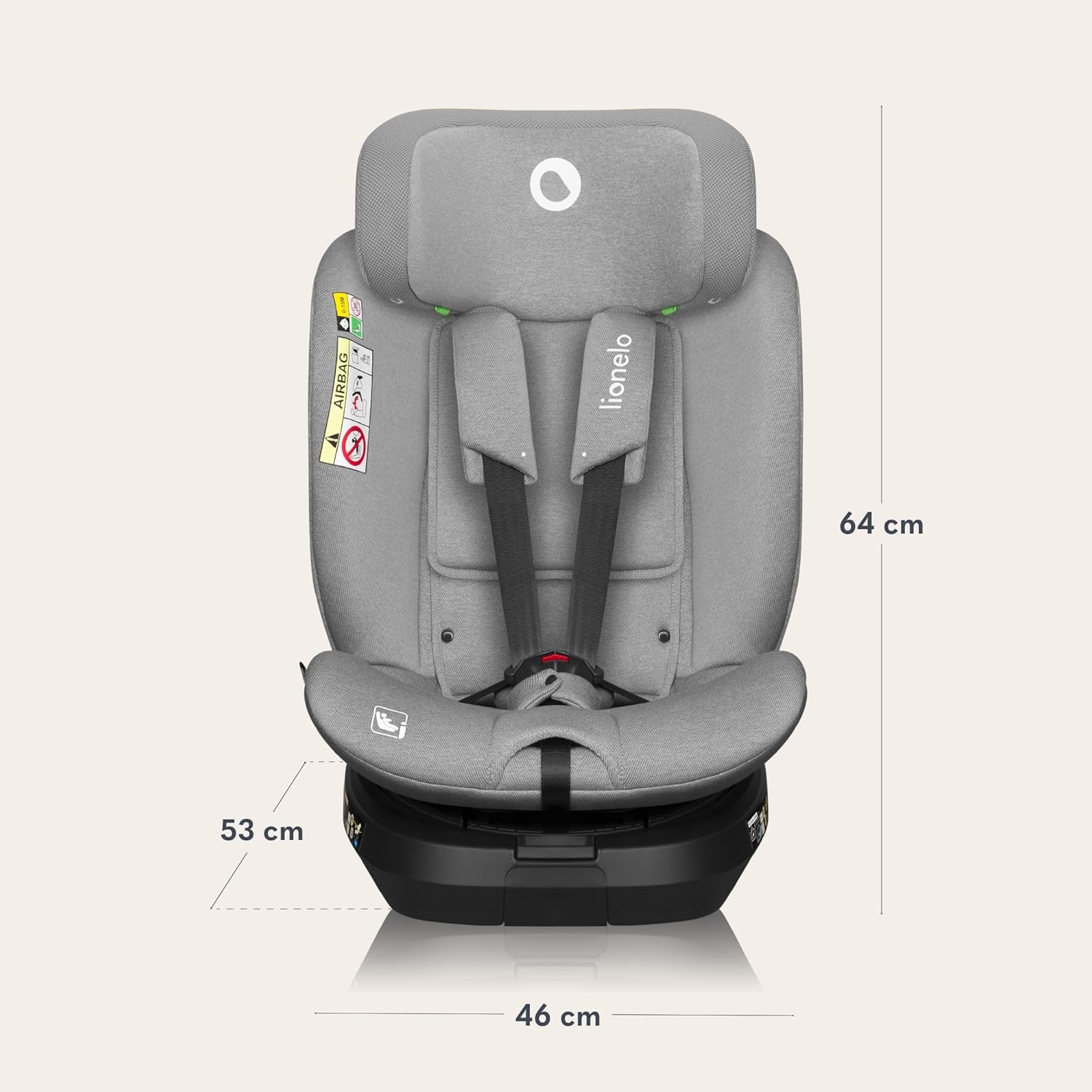 LIONELO Aart i-Size Autostoel 0-36 kg (40-150 cm), Groep 0/1/2/3 Kinderzitje 0-12 Jaar, RWF tot 105 cm & Voorwaarts, 13x Verstelbare Hoofdsteun, 5-Puntsgordel, Zijbescherming, Ademend Stoffen, Zwart