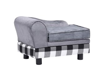 vidaXL Hondenbank 57x34x36 cm pluche grijs
