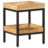 vidaXL Bijzettafel met plank Bruin 35 x 35 x 45 cm massief mangohout