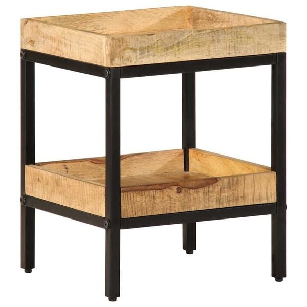 vidaXL Bijzettafel met plank Bruin 35 x 35 x 45 cm massief mangohout