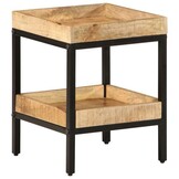 vidaXL Bijzettafel met plank Bruin 35 x 35 x 45 cm massief mangohout
