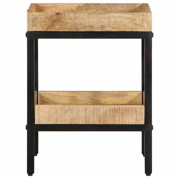 vidaXL Bijzettafel met plank Bruin 35 x 35 x 45 cm massief mangohout