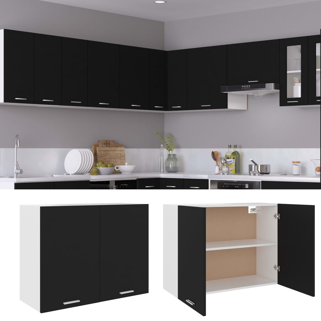 vidaXL Hangkast Lyon 80x31x60 cm bewerkt hout zwart